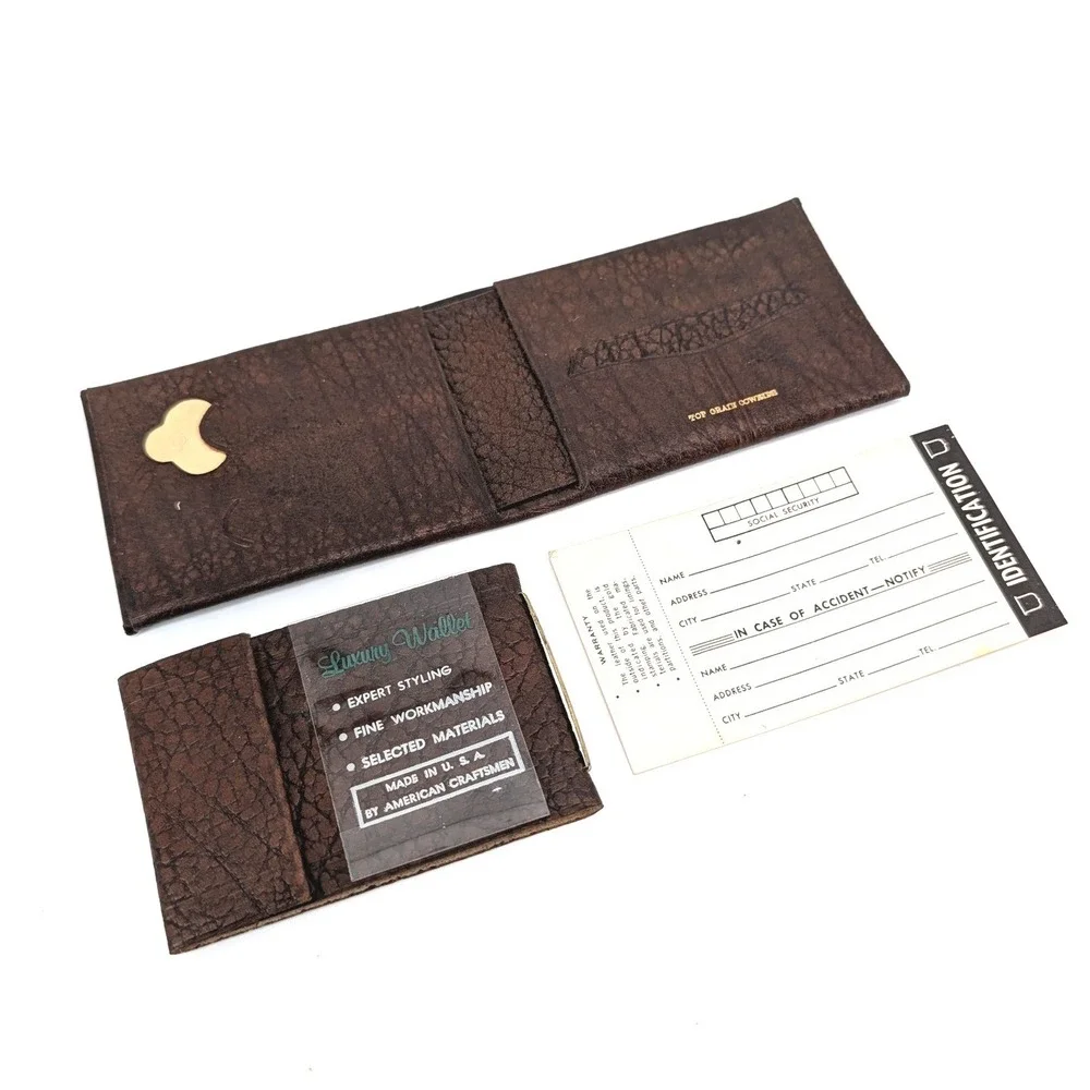 Rolfs Vintage Brown Top Grain Cowhide Wallet Set Spare Key Holder Made in USA